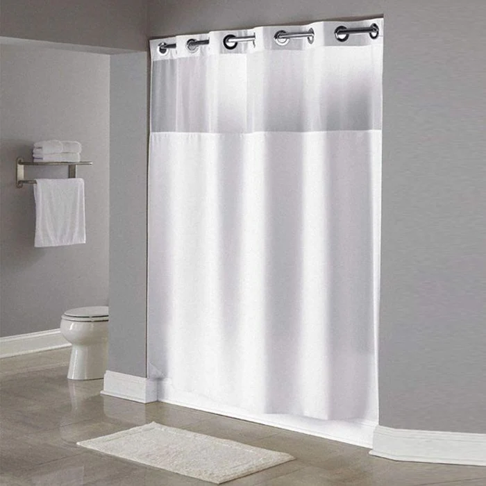 hookless shower curtain with 12" sheer voile window white, 30pcs/cs hookless shower curtain with 12" sheer voile window white, 30pcs/cs