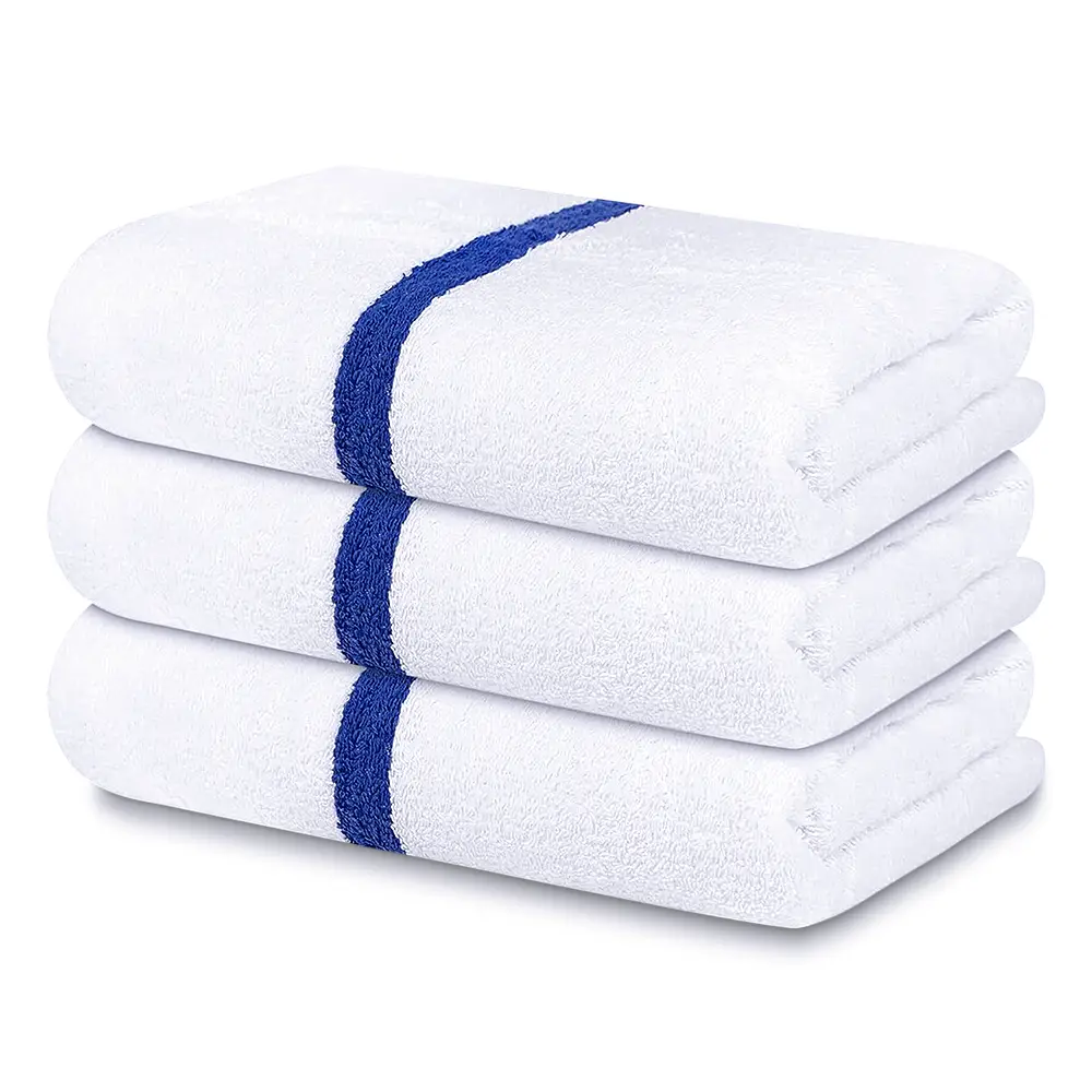economy pool towel, center blue stripe, 24×48 8 lbs economy pool towel, center blue stripe, 24×48 8 lbs